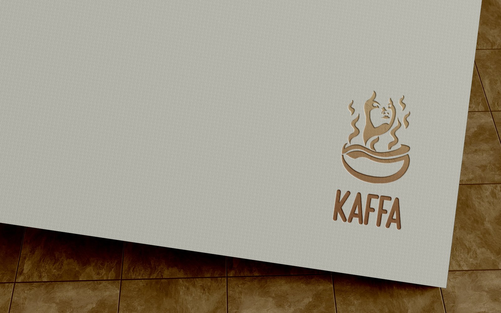KAFFA — Logotipo letterpress en madera
