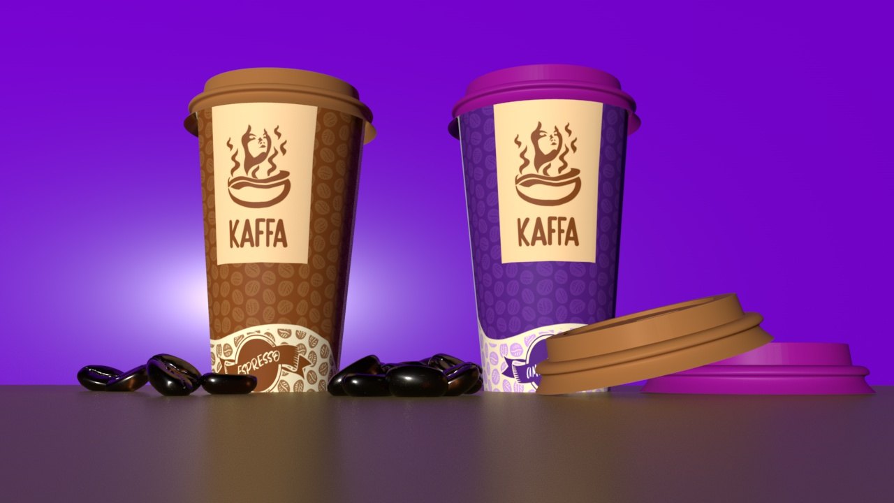KAFFA — Vasos de café y granos