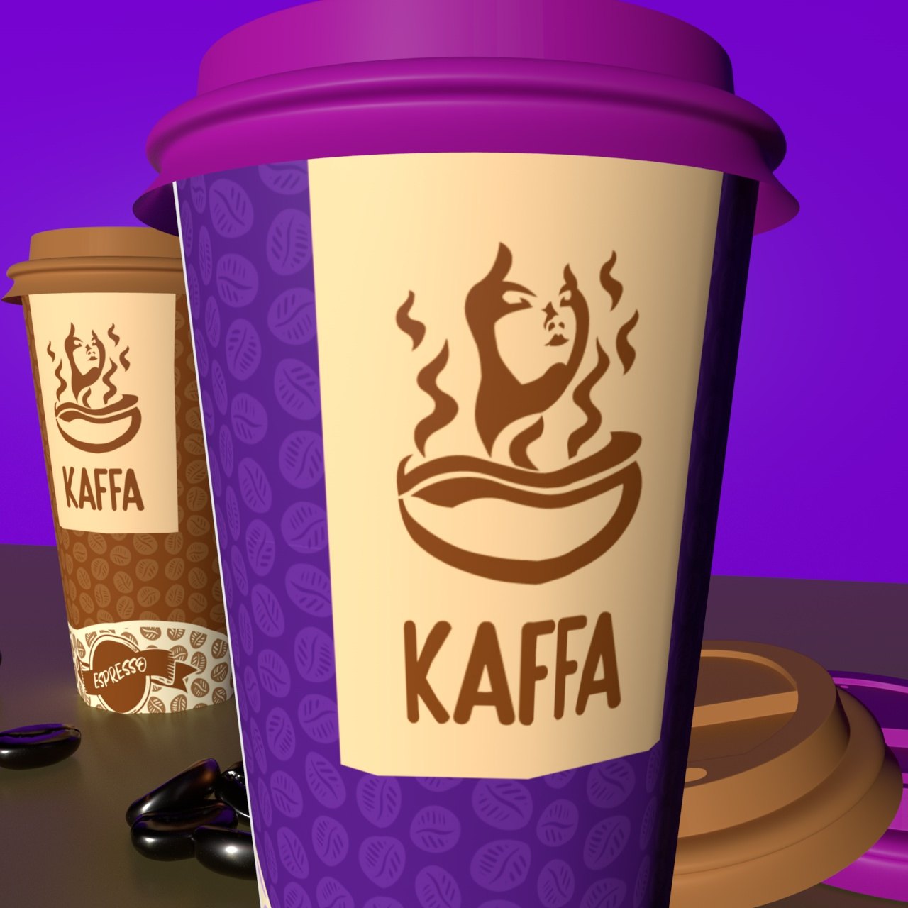 KAFFA — Vaso con tapa morada